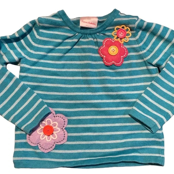 HANNA ANDERSSON EUC GIRLS SWEATER TOP SHIRT BLUE PINK TOPS GIRL SIZE 4 100 - Picture 1 of 2